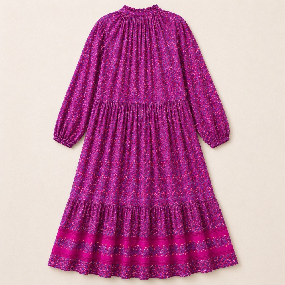 Roller Rabbit Womens Medium Augusta Midi Dress Pink Purple Floral Cottagecore - Picture 2 of 8